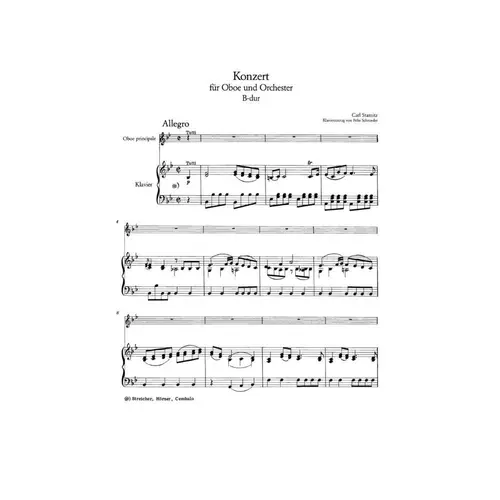 Concerto for oboe and orchestra in B flat major - piano reduction