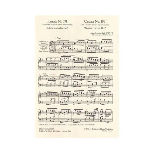 Cantata BWV 191 “Gloria in excelsis Deo” - vocal score