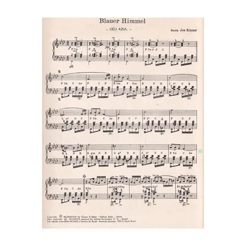 Blauer Himmel (Ceu Azul) para piano