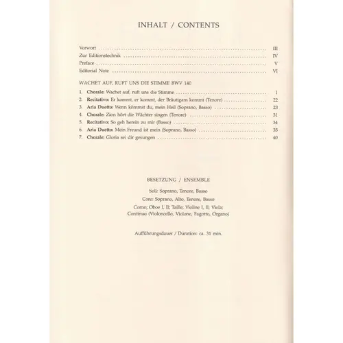 Wachet auf, ruff uns die stimme - Cantata n.27 BWV 140 (study score)