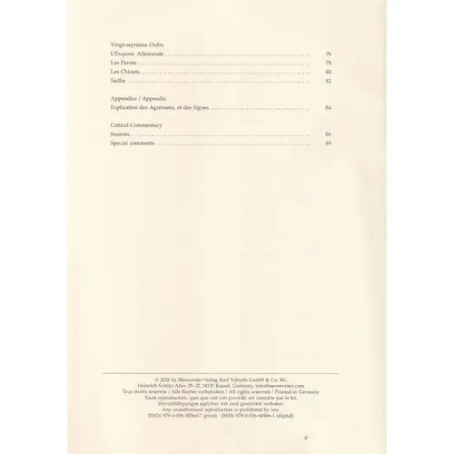 Pièces de clavecin - Quatrième livre for Harpsichord