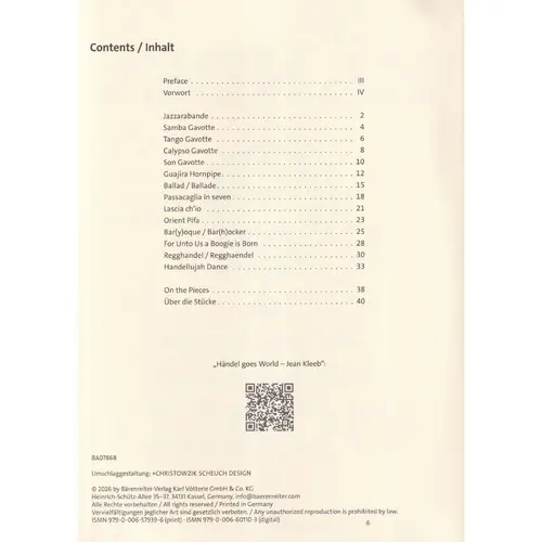 Handel goes World for Piano Solo