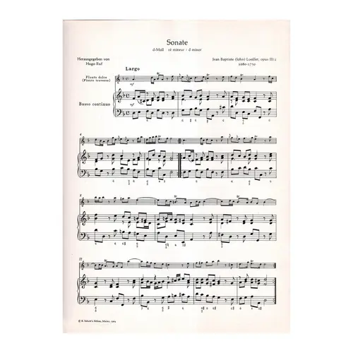 Sonate d moll op. III n. 2 fur Altblockflote und Basso Continuo