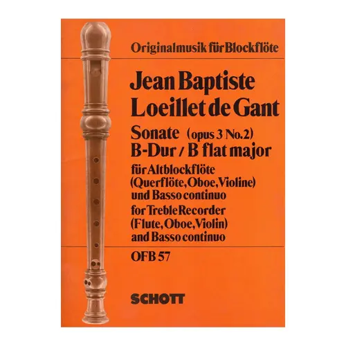 Sonate op. 3 n. 2 B dur fur Altblockflote und Basso continuo