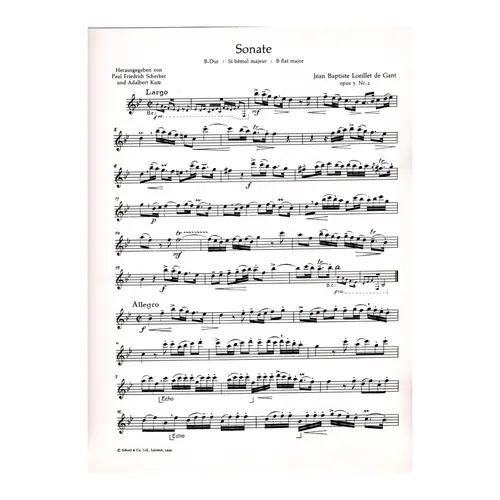 Sonate op. 3 n. 2 B dur fur Altblockflote und Basso continuo