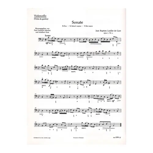 Sonate op. 3 n. 2 B dur fur Altblockflote und Basso continuo