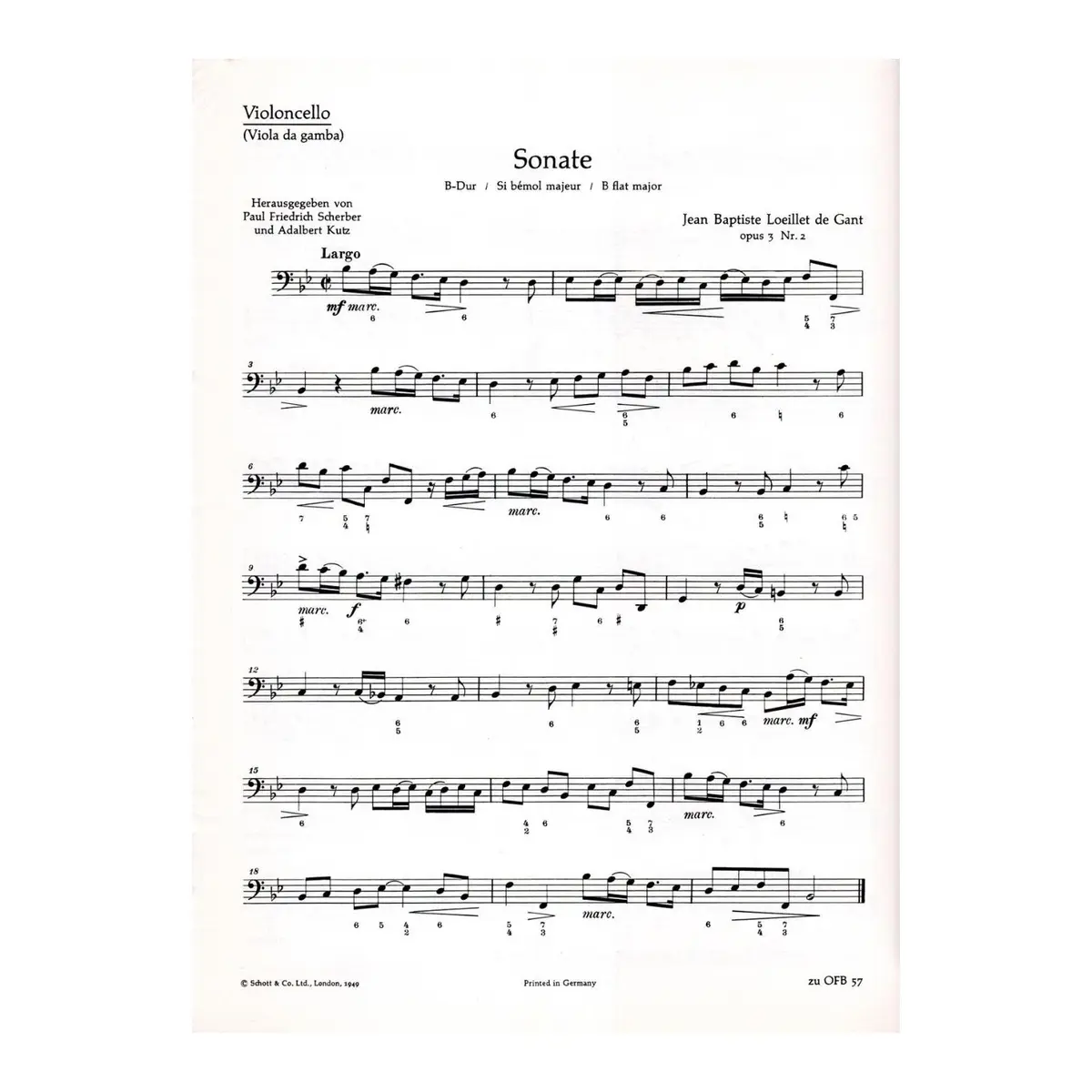 Sonate op. 3 n. 2 B dur fur Altblockflote und Basso continuo