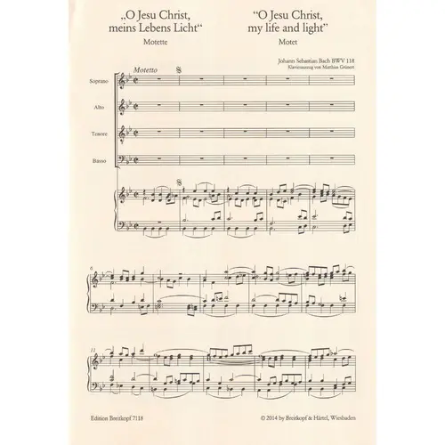Motet “O Jesu Christ, my Life and Light” BWV 118 - piano vocal score