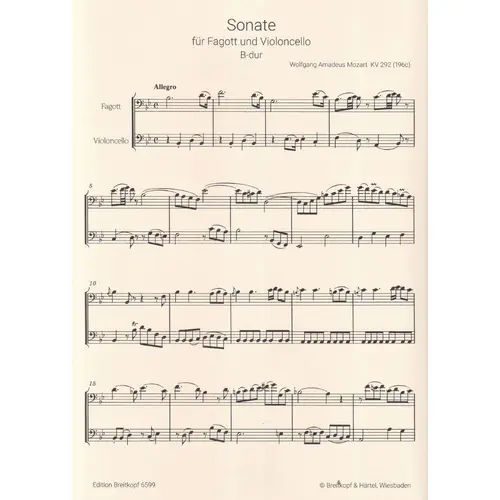 Sonata for bassoon and violoncello in B flat major KV 292 (196c)
