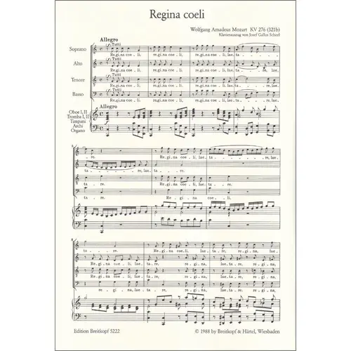 Regina coeli in C major K. 276 (321b) - piano vocal score