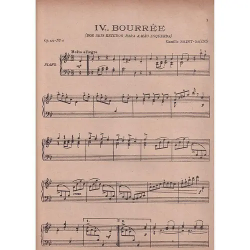 Bourree  op.135 n.4 para piano - mão esquerda (Edição Antiga)