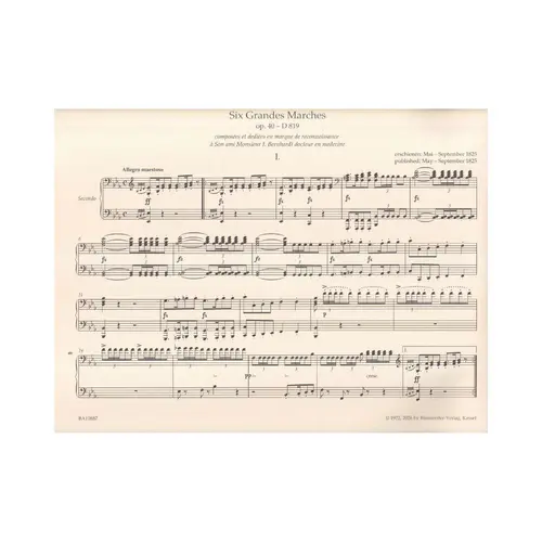 Six Grandes Marches for Piano For-hands op. 40 D 819