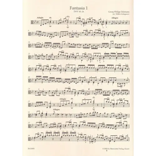 Twelve Fantasias for Viola da Gamba without Bass TWV 40: 26–37