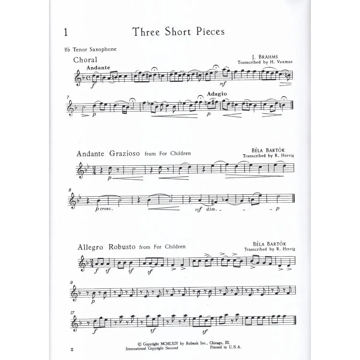 Quartet Repertoire For Sax-Bb Tenor Saxophone