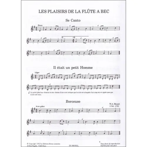 Les Plaisirs de la Flute a Bec