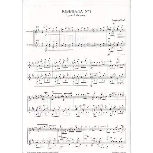Jobiniana N.1 pour 2 Guitares