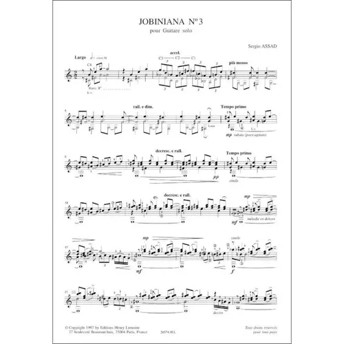 Jobiniana N.3 pour Guitare