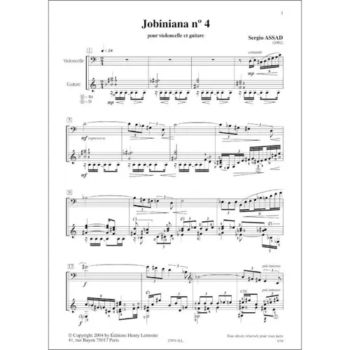 Jobiniana N.4 pour Violoncelle et guitare