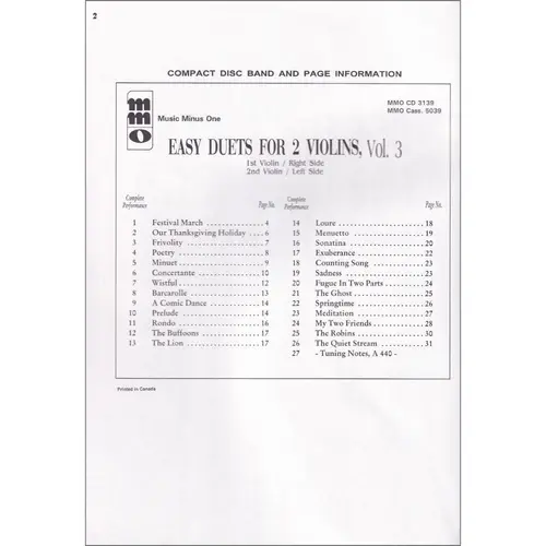 Beautiful Music For Two Violins Vol.3 - Third Position