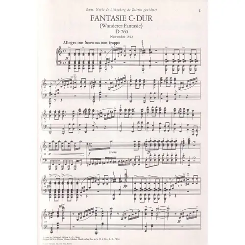 Fantasie C Dur (Wanderer-Fant.)  - D760