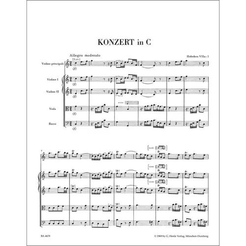 Konzert In C Fur Violine Und Orchestr - Hob. Vii A:1 - Utext - 2 regentes + partes