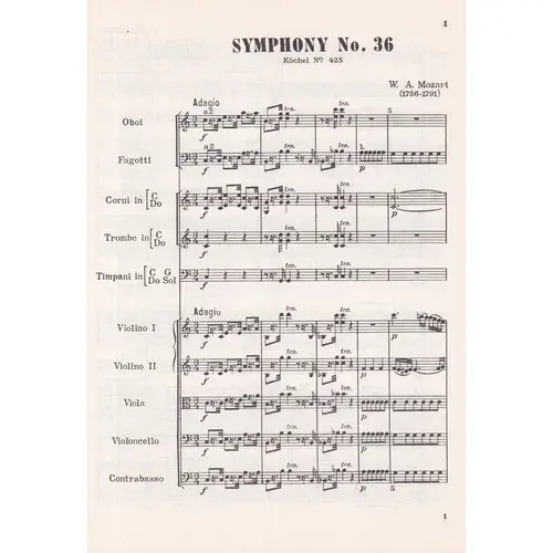 Symphony N.36 In C Major (partitura de bolso)