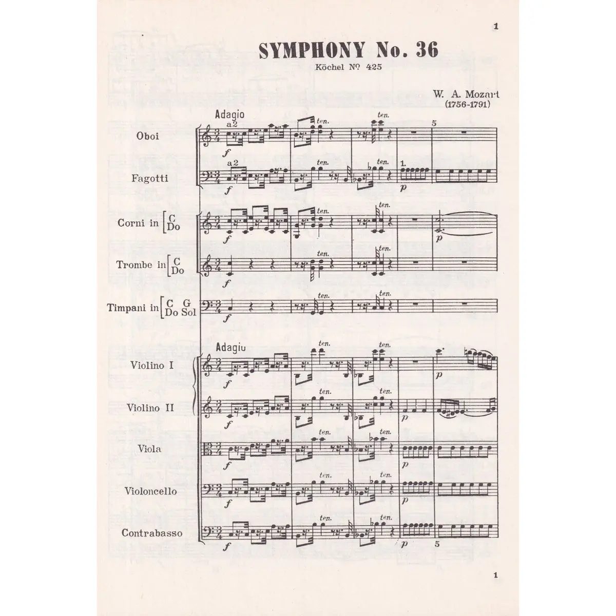 Symphony N.36 In C Major (partitura de bolso)