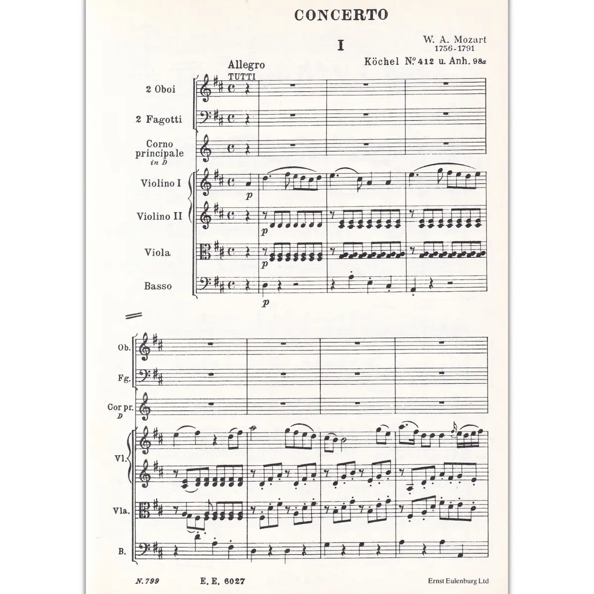 Concerto F/Horn And Orq.-D Maj-K412