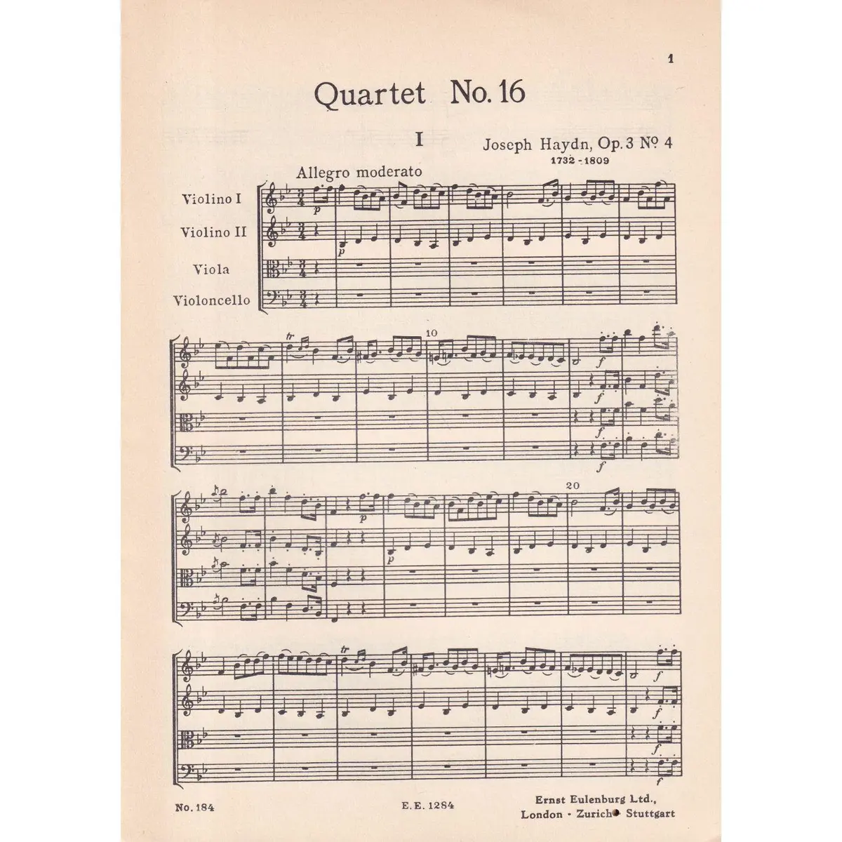 String Quartet Bb Major  Op.3 N.4