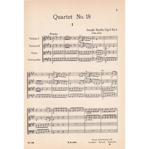 String Quartet A Major  - Op.3 N.6