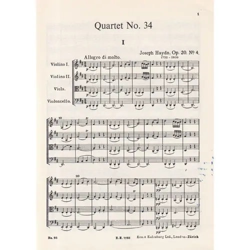 String Quartet D Maj.- Op.20 N.4