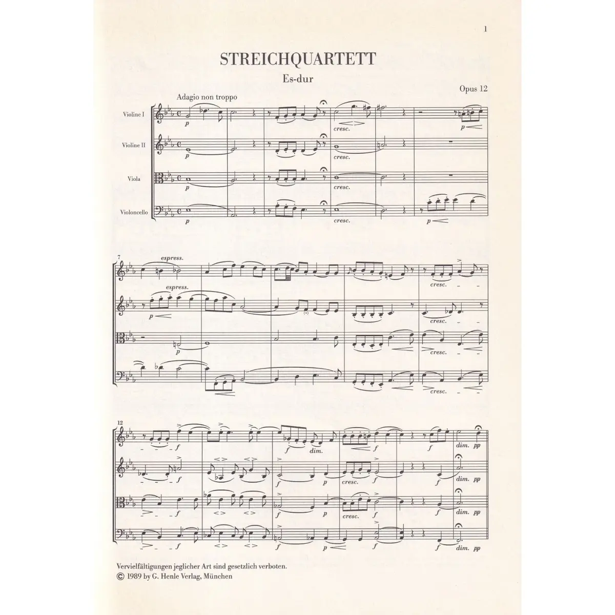 Streichquartette Op.13 E 12 (Studien Edition)