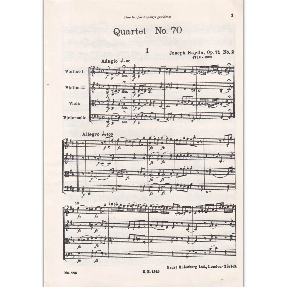 String Quartet D Major - Op.71 N.2