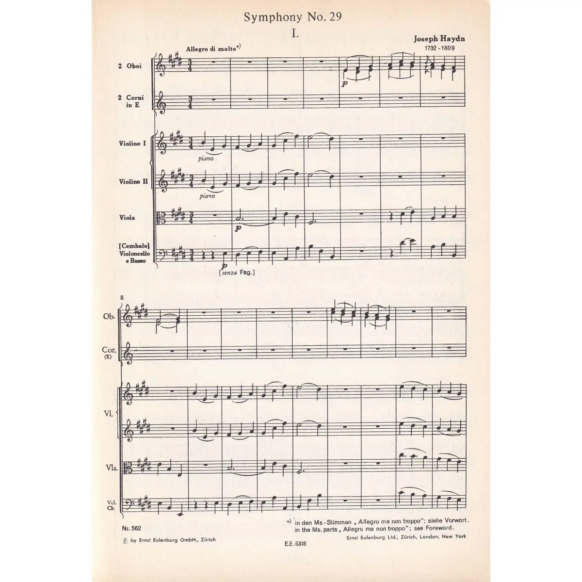 Symphony N.29 E Major