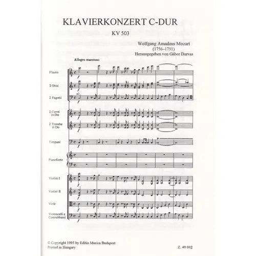 Klavierkonzert C-Dur KV 503  ( study score )