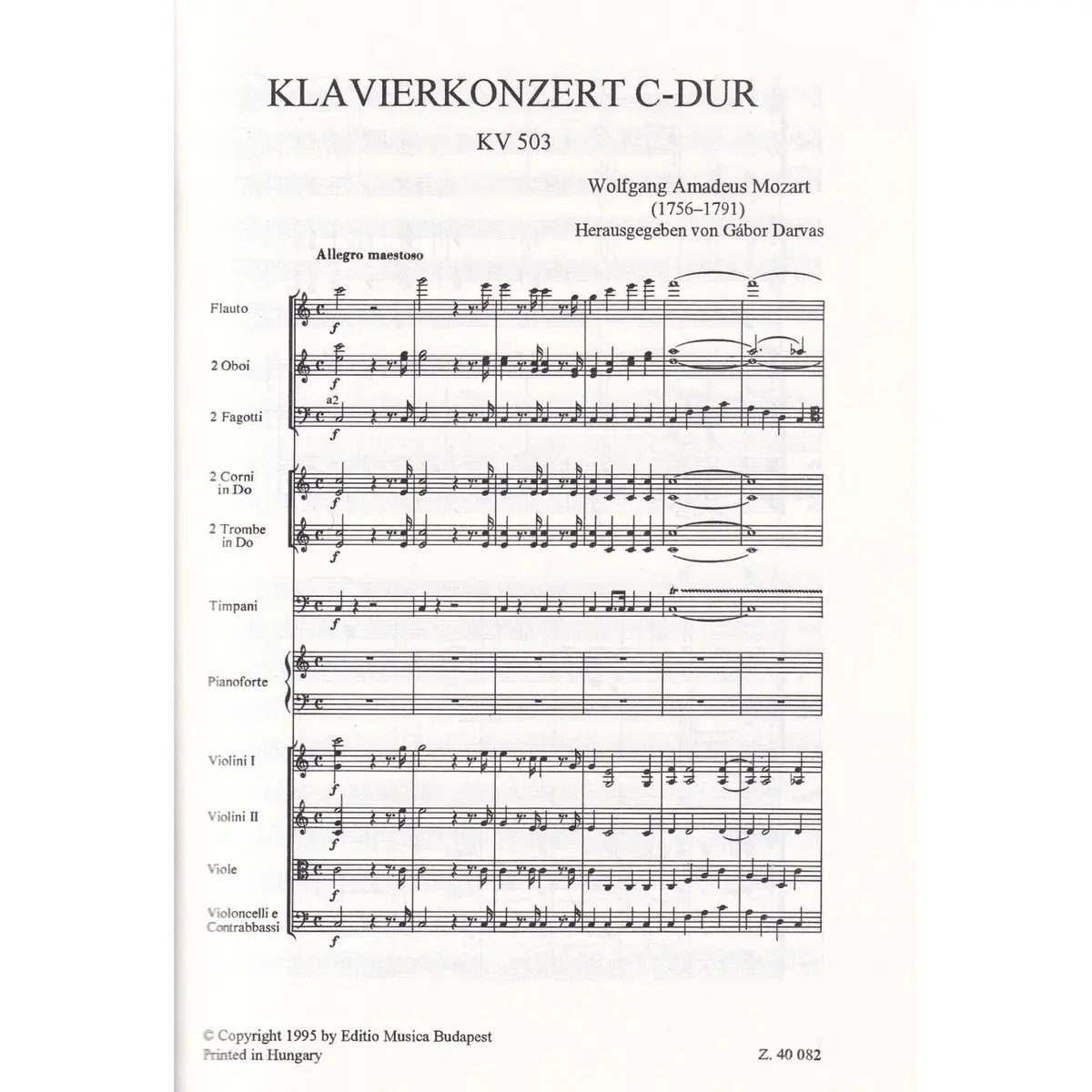 Klavierkonzert C-Dur KV 503  ( study score )