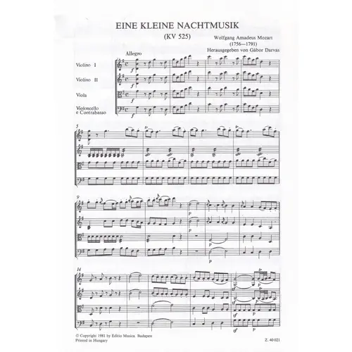 Eine Kleine Nachtmusik KV 525  ( study score )