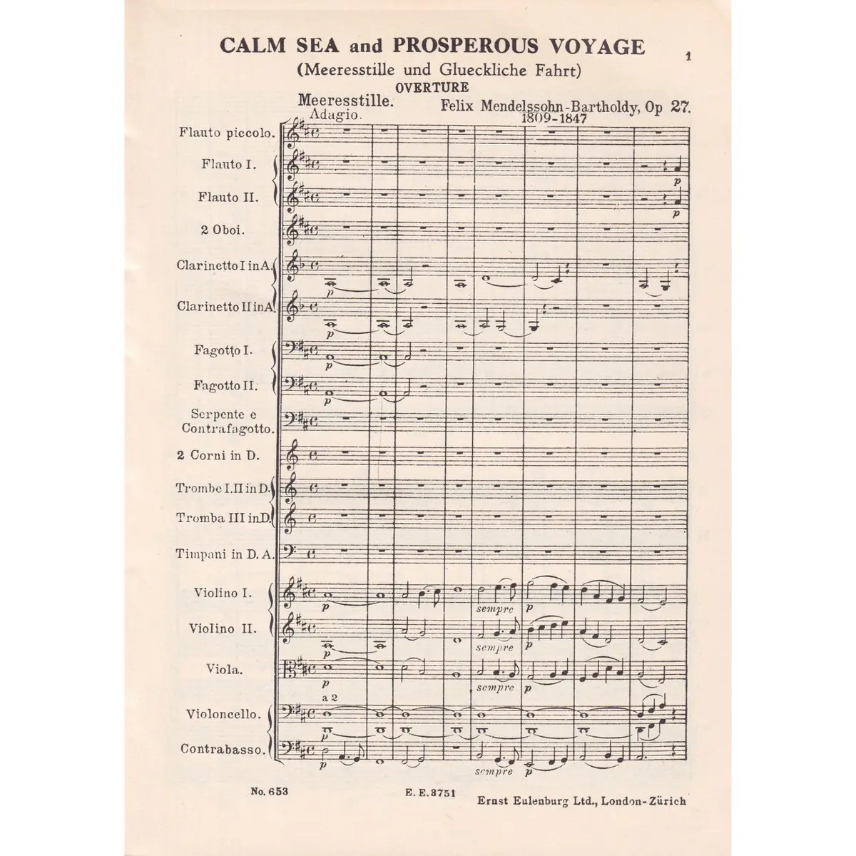 Meeresstille Und..Ouverture Op.27