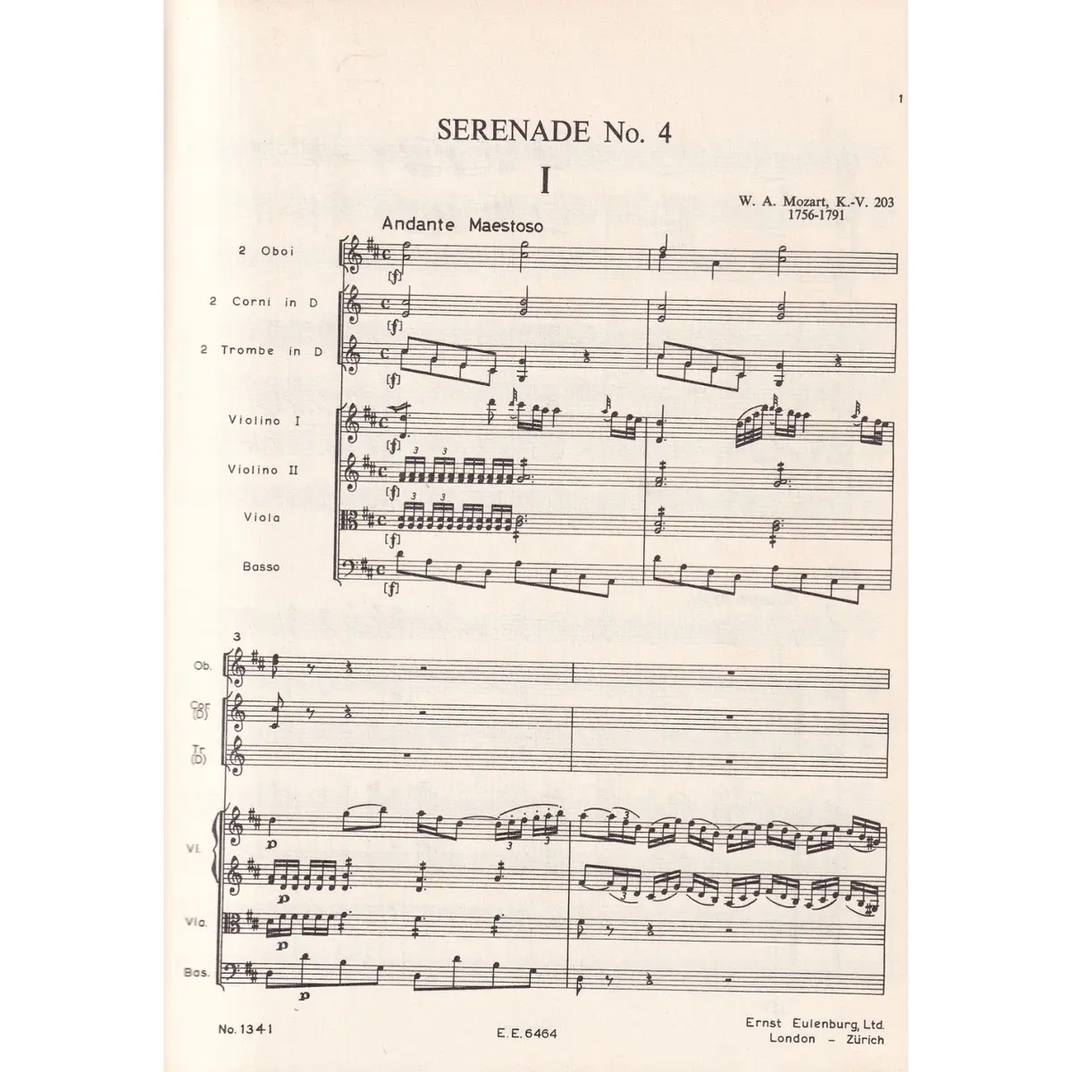 Serenade N.4 D Maj. Kv 203;237
