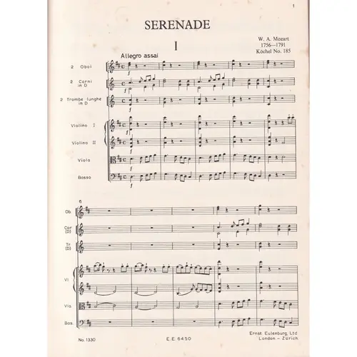 Serenade And March D Major  Kv 185-189
