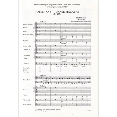 Totentanz (Danse Macabre Fur Klavier Und Orch.