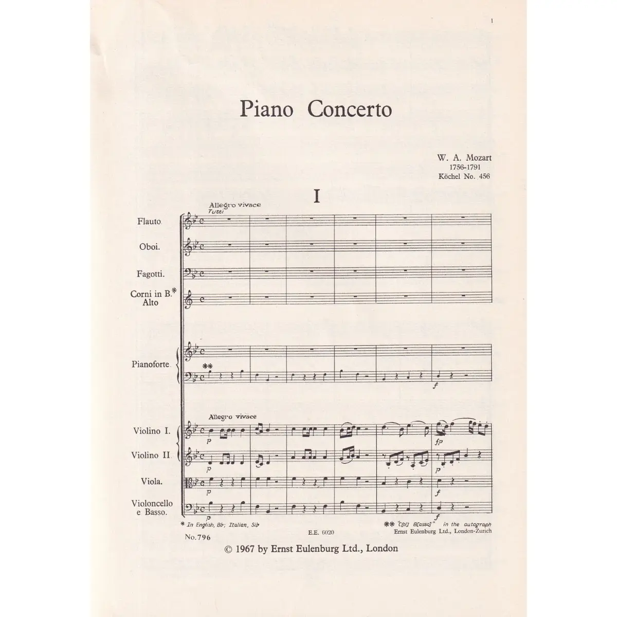 Piano Concerto Bb Maj.-Kv  456