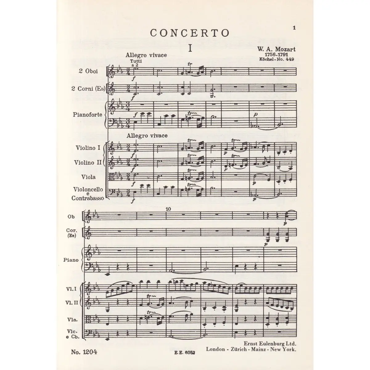Piano Concerto Eb Maj.-K 449