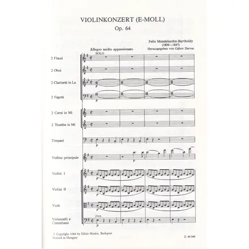 Violinkonzert E-Moll -Op.64  ( study score )