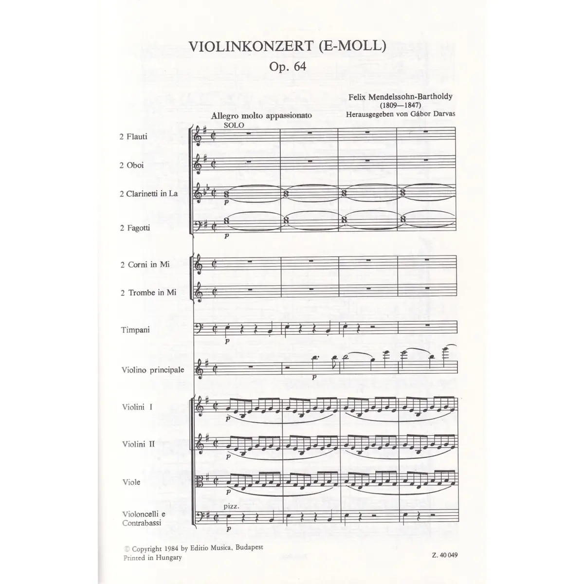 Violinkonzert E-Moll -Op.64  ( study score )