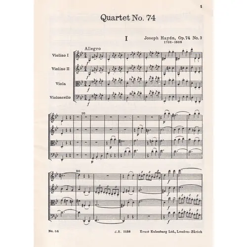 String Quartet G Min.- Op.74 N.3