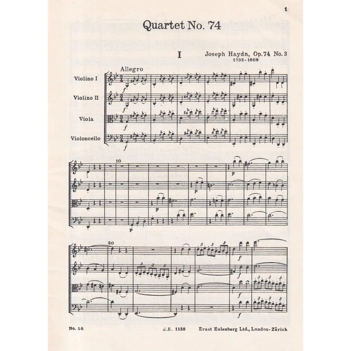 String Quartet G Min.- Op.74 N.3