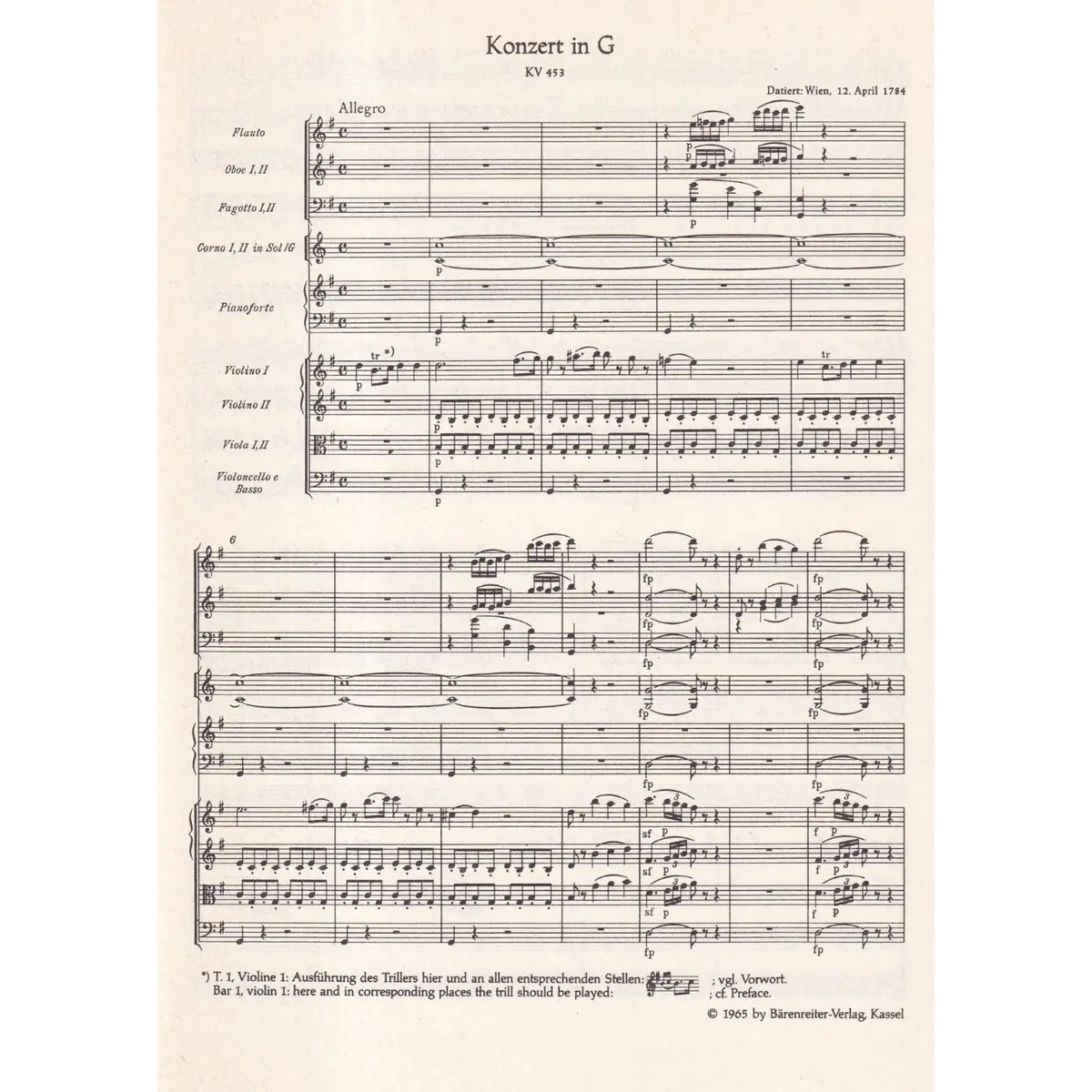 Konzert In G Fur Klavier  Kv 453