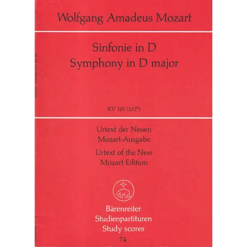 Sinfonie In D  Kv 181 (162 B)   Symphony In D Majo