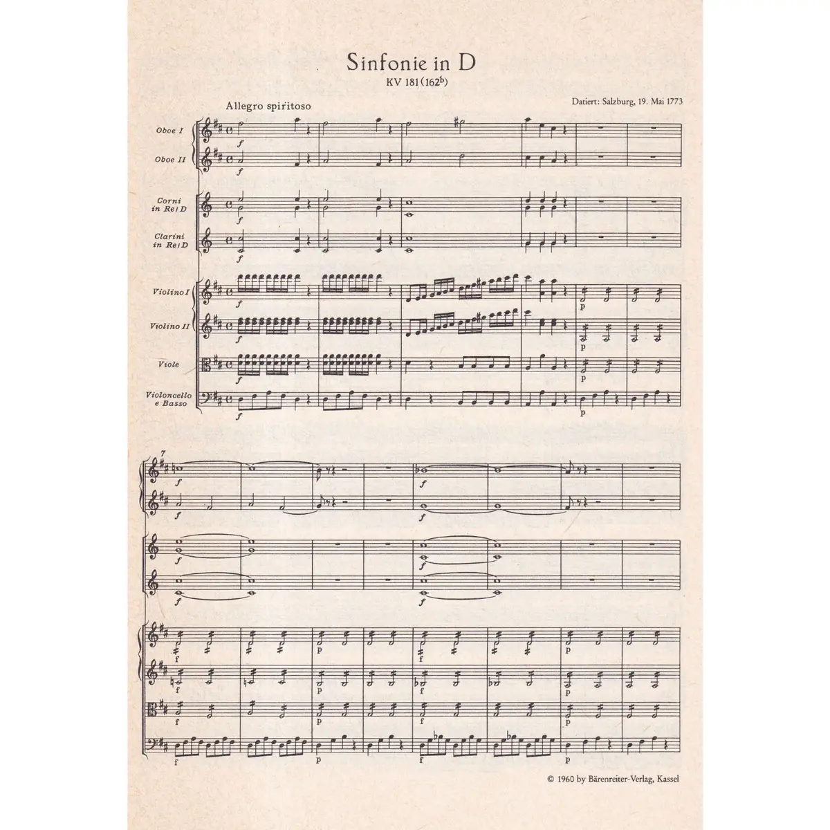 Sinfonie In D  Kv 181 (162 B)   Symphony In D Majo
